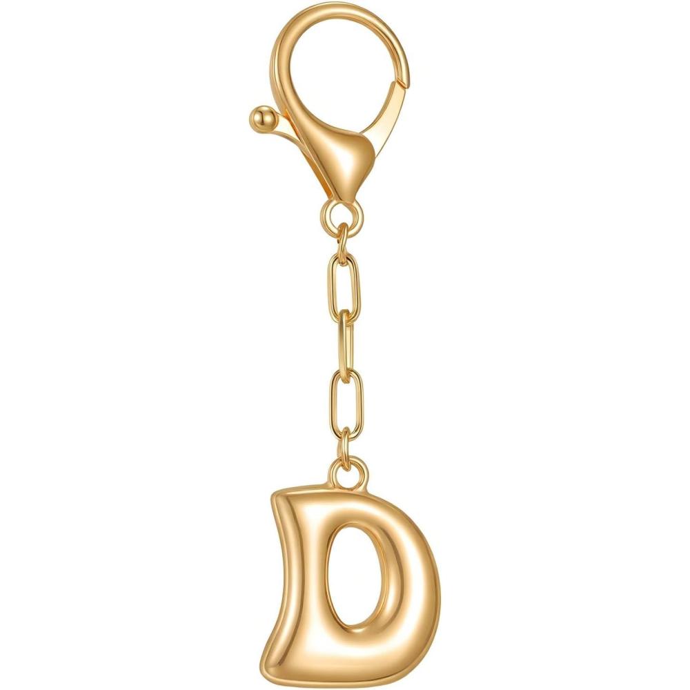 imageGold Initial Letter Keychains for Women Alphabet Bag Charm for Handbags Keyring Accessories GiftsAlphabet D