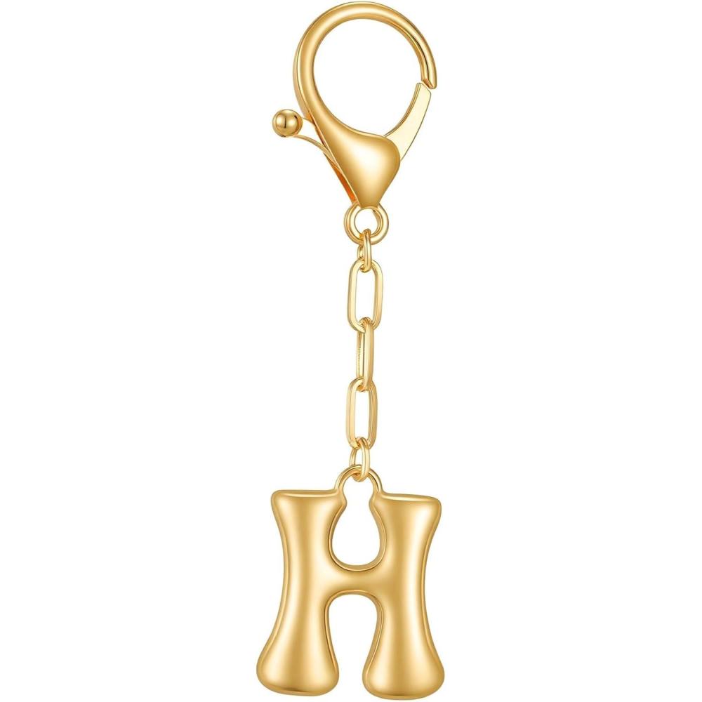 imageGold Initial Letter Keychains for Women Alphabet Bag Charm for Handbags Keyring Accessories GiftsAlphabet H
