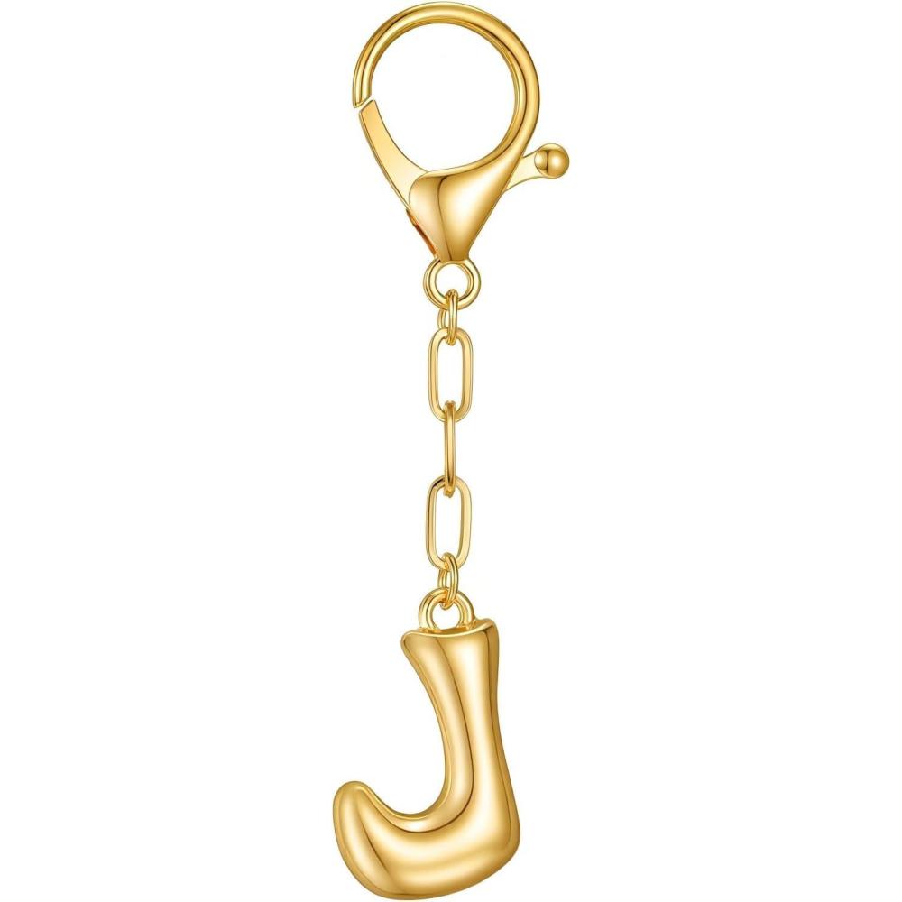 imageGold Initial Letter Keychains for Women Alphabet Bag Charm for Handbags Keyring Accessories GiftsAlphabet J