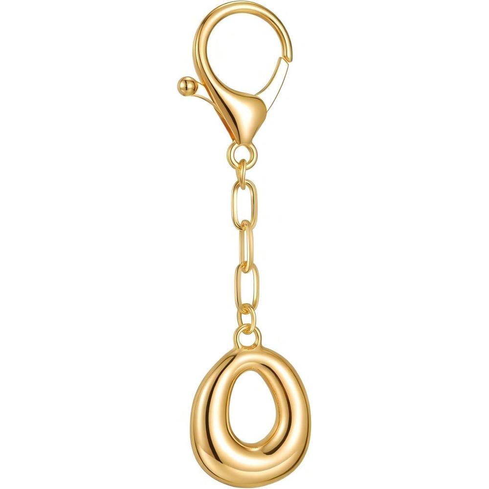 imageGold Initial Letter Keychains for Women Alphabet Bag Charm for Handbags Keyring Accessories GiftsAlphabet O