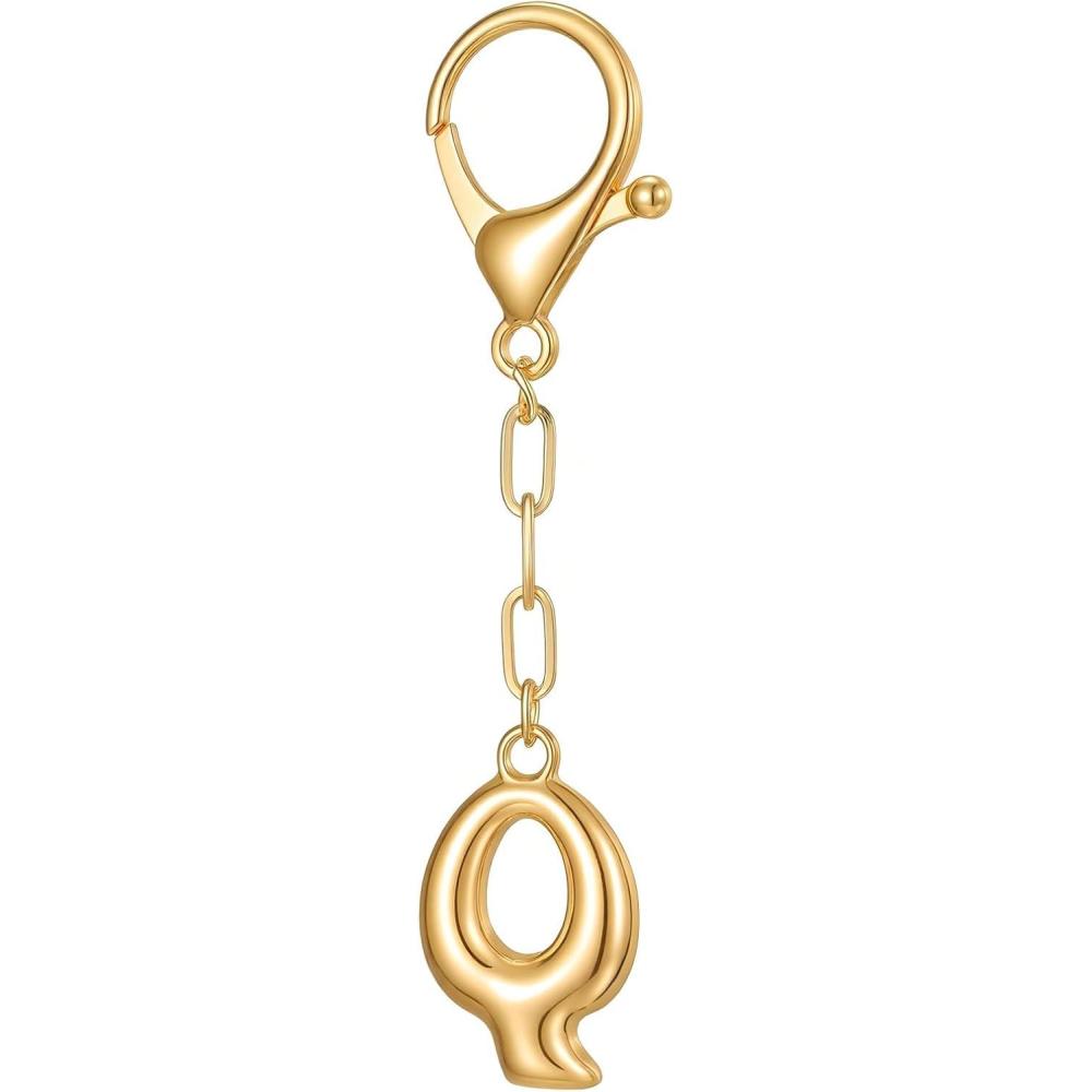 imageGold Initial Letter Keychains for Women Alphabet Bag Charm for Handbags Keyring Accessories GiftsAlphabet Q