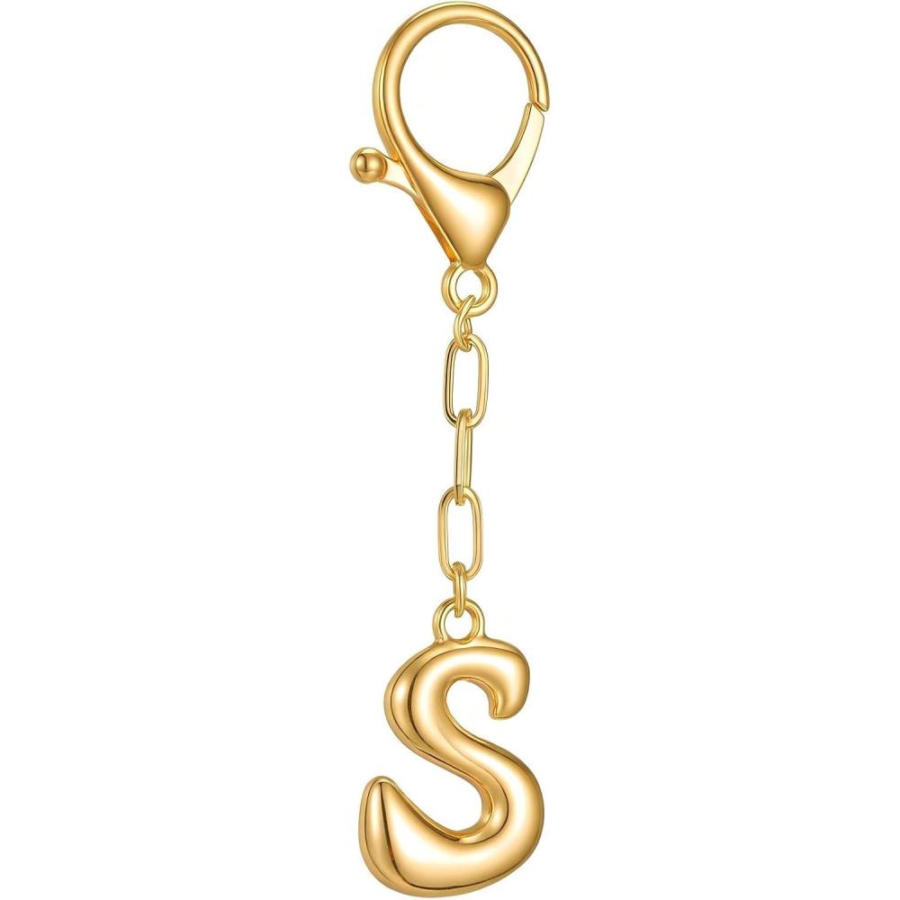 imageGold Initial Letter Keychains for Women Alphabet Bag Charm for Handbags Keyring Accessories GiftsAlphabet S
