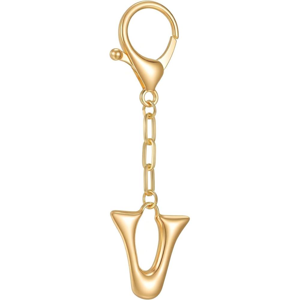imageGold Initial Letter Keychains for Women Alphabet Bag Charm for Handbags Keyring Accessories GiftsAlphabet V