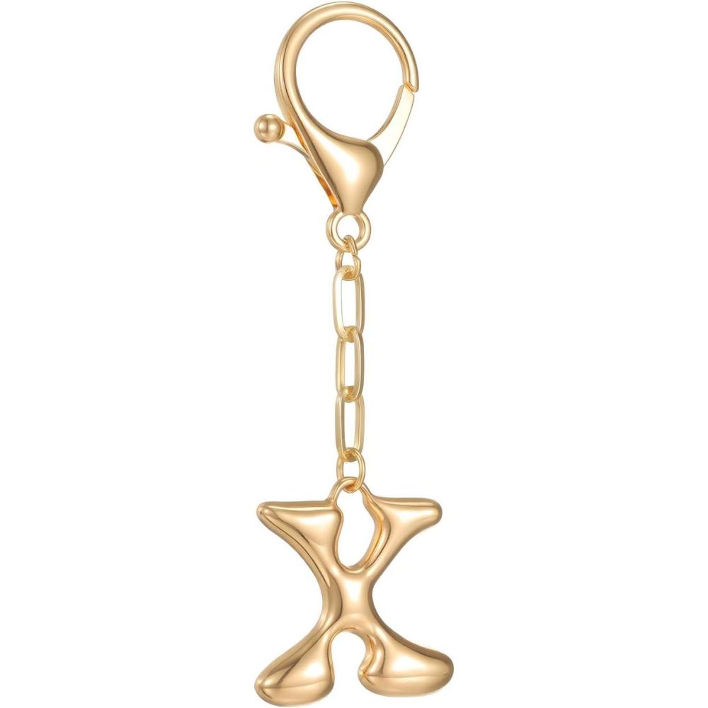imageGold Initial Letter Keychains for Women Alphabet Bag Charm for Handbags Keyring Accessories GiftsAlphabet X
