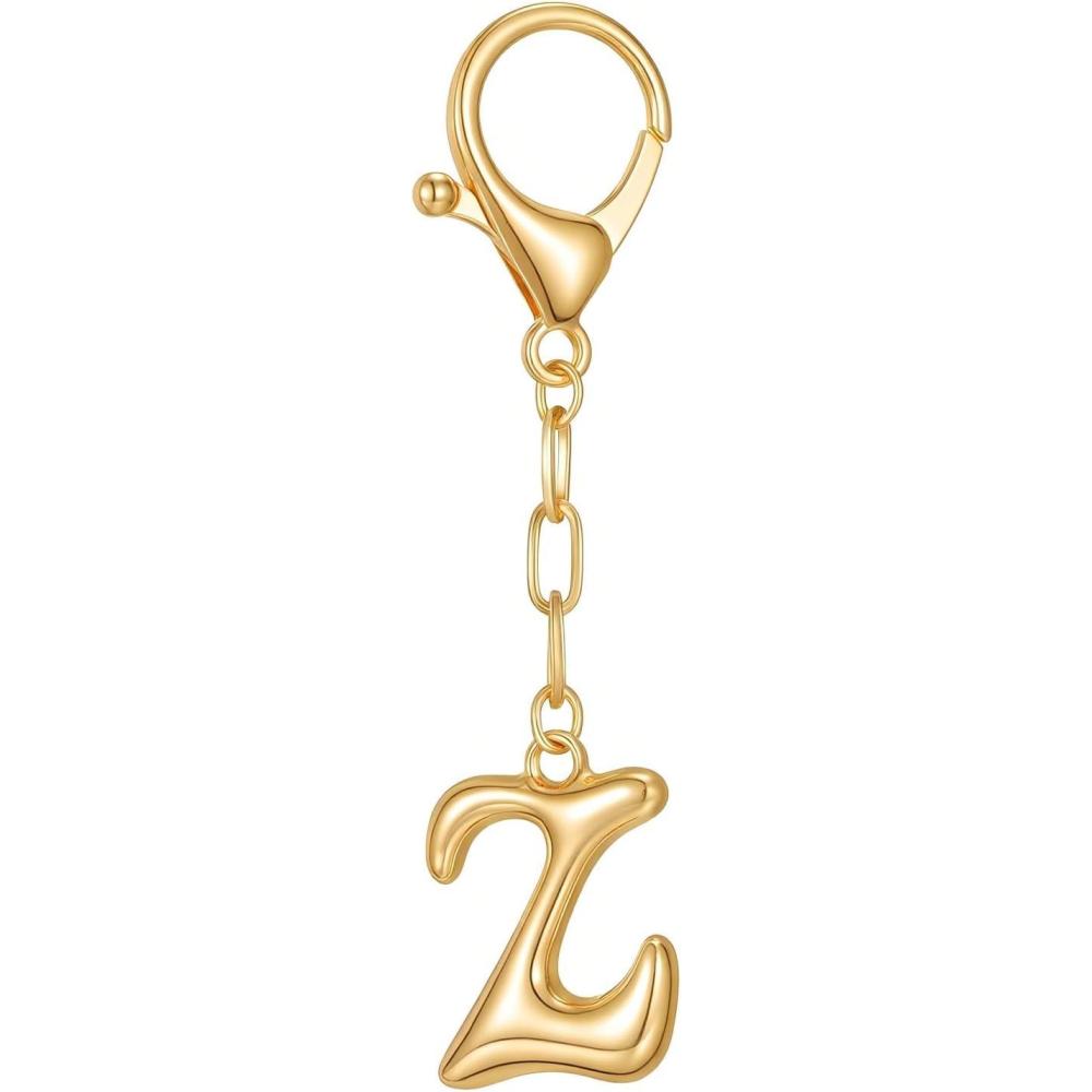imageGold Initial Letter Keychains for Women Alphabet Bag Charm for Handbags Keyring Accessories GiftsAlphabet Z