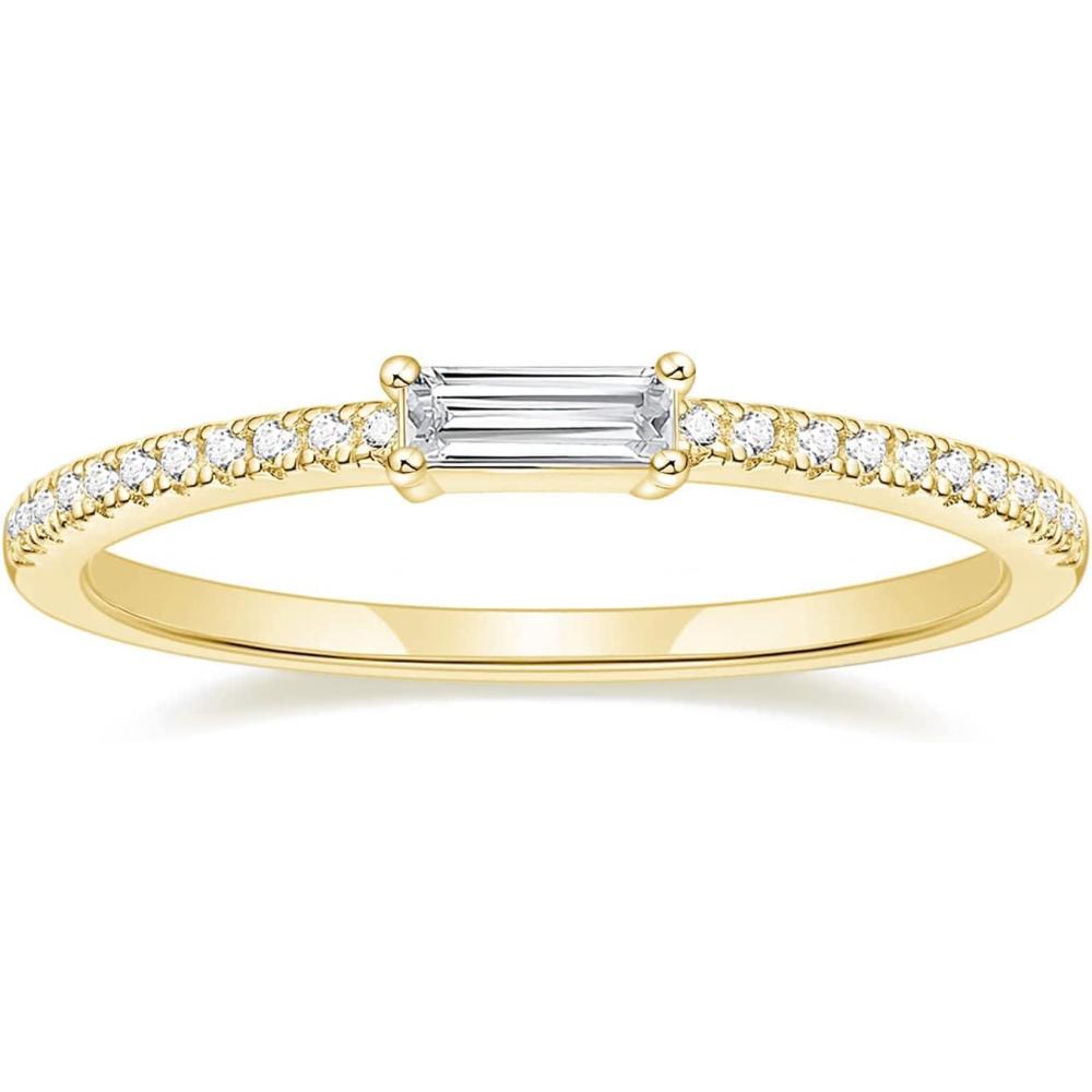 imageTIGRADE 15mm Eternity Ring Baguette Cubic Zirconia Anniversary Ring CZ Pave Wedding Band for Women Size 312Gold