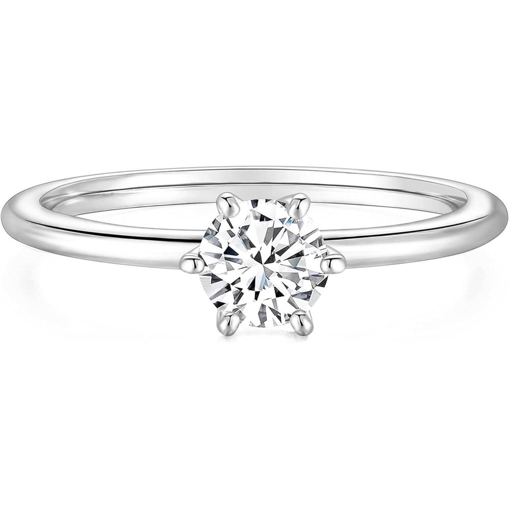 imageTIGRADE 15mm Eternity Ring Round Cut Cubic Zirconia Anniversary Ring Minimalist High Polished Promise Ring for Women Size 311Silver