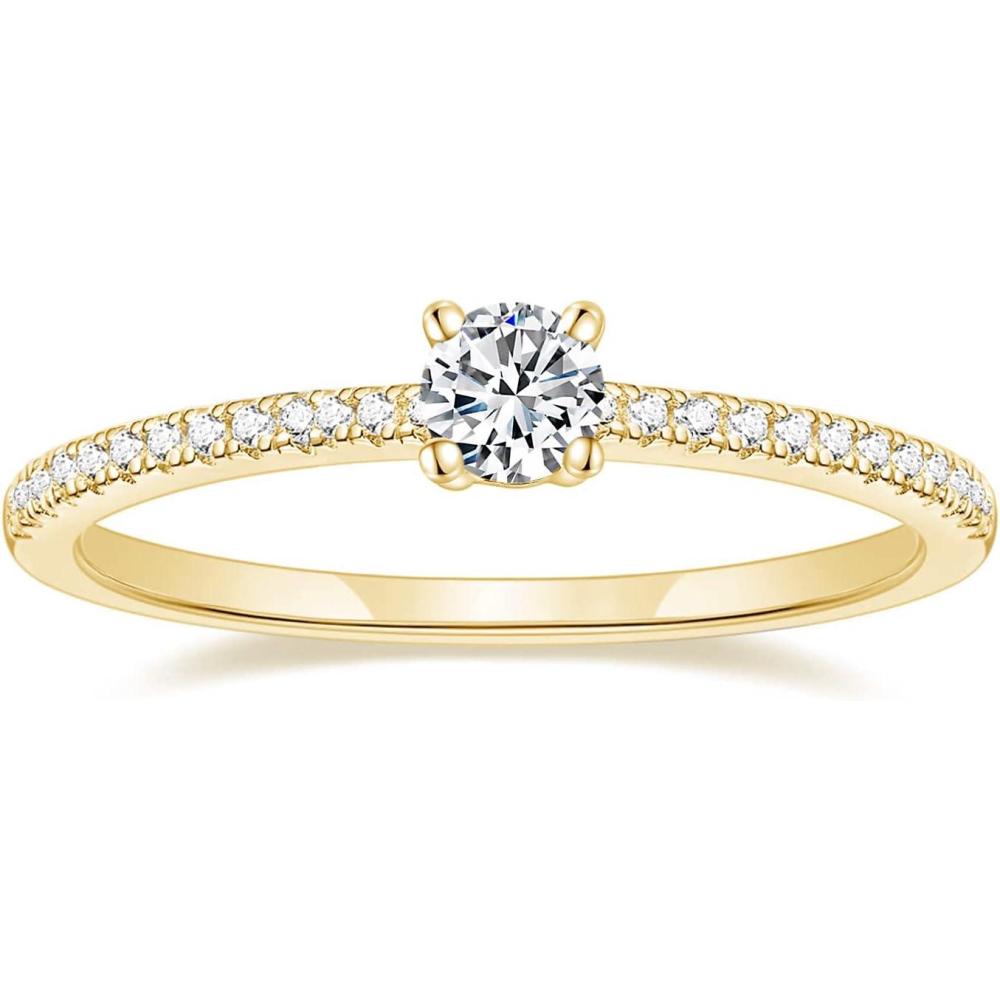 imageTIGRADE 15mm Women Eternity Ring Round Cubic Zirconia Anniversary Ring CZ Pave Promise Wedding Band Size 312Gold