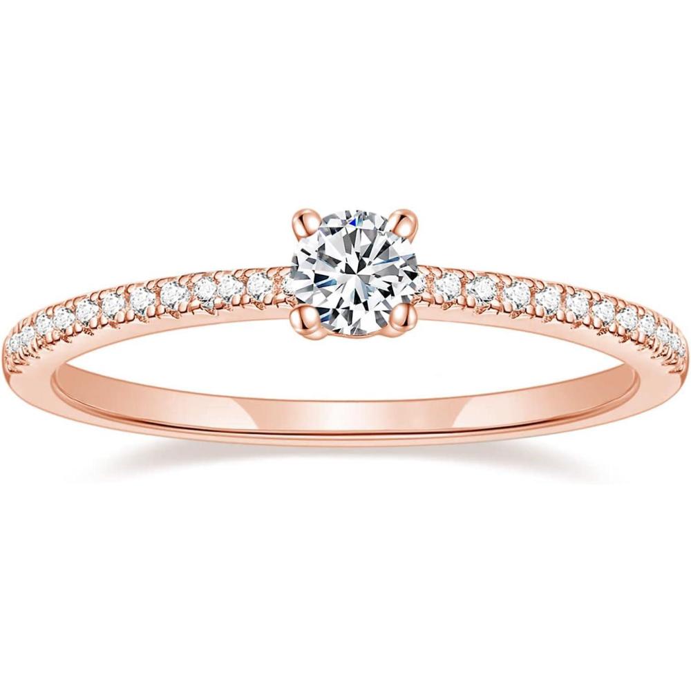 imageTIGRADE 15mm Women Eternity Ring Round Cubic Zirconia Anniversary Ring CZ Pave Promise Wedding Band Size 312Rose Gold