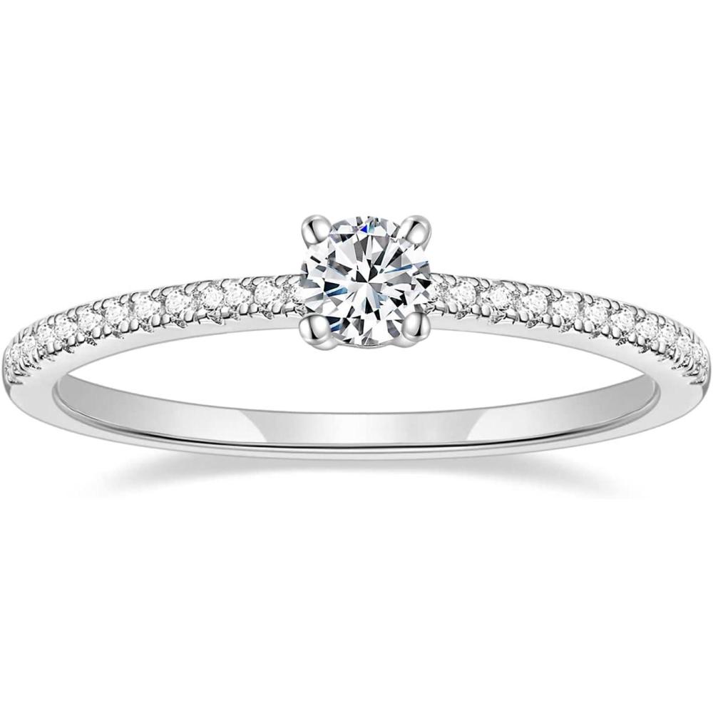 imageTIGRADE 15mm Women Eternity Ring Round Cubic Zirconia Anniversary Ring CZ Pave Promise Wedding Band Size 312Silver