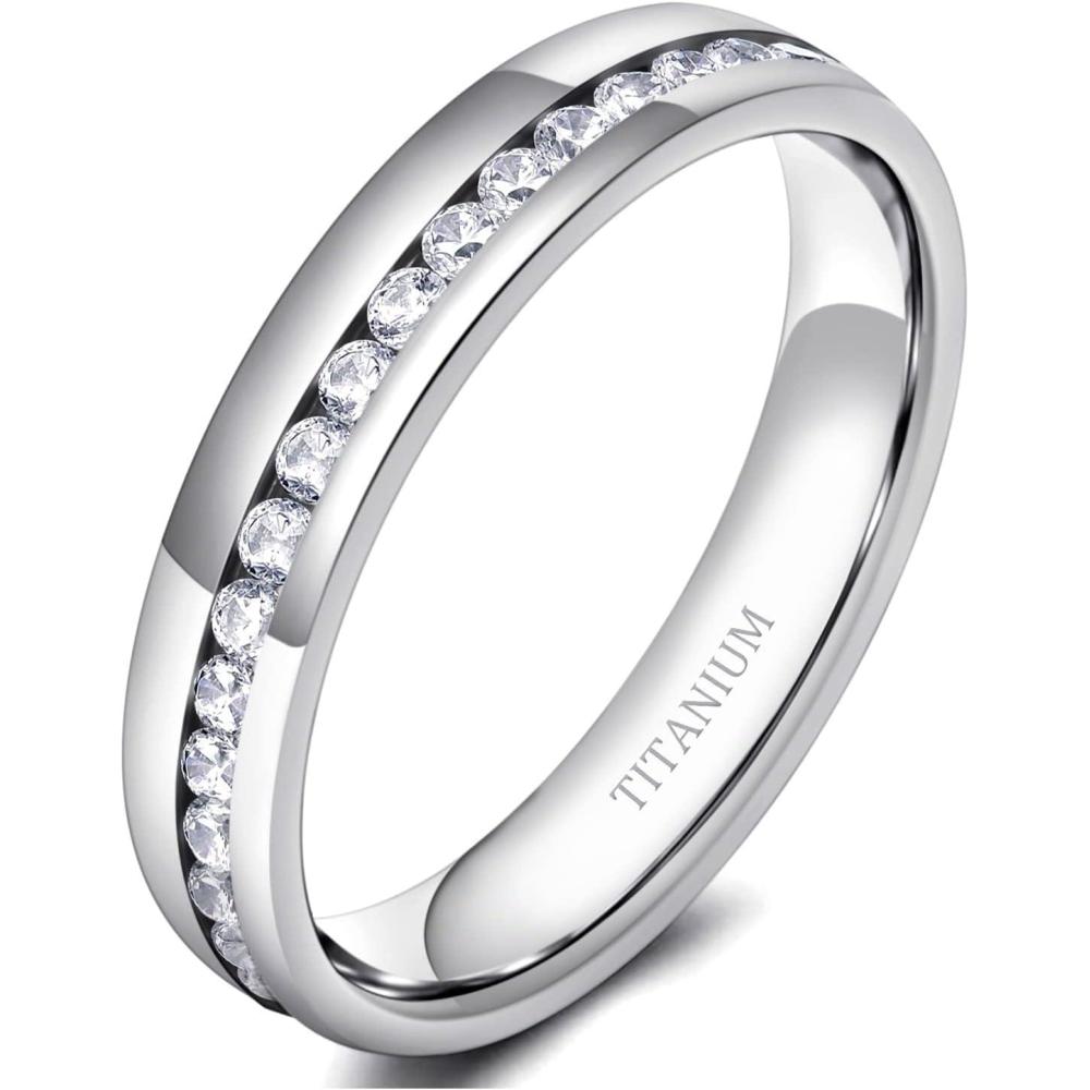 imageTIGRADE 25mm 4mm 5mm 6mm Titanium Ring Cubic Zirconia Engagement Ring Wedding Band Size 3 to 1355mm1