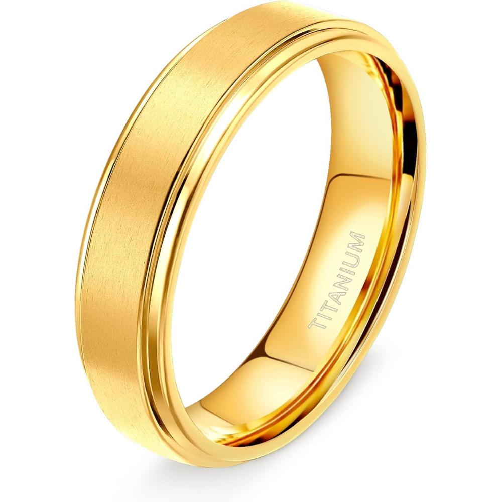 imageTIGRADE 4mm 6mm 8mm 10mm Titanium Rings BlackSilverGold Wedding Band Matte Comfort Fit for Men Women Size 315Gold6MM