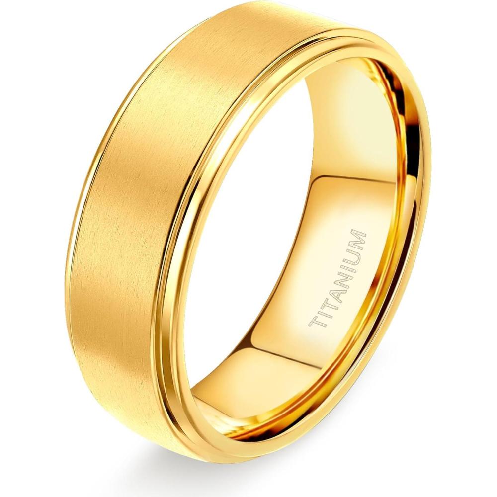 imageTIGRADE 4mm 6mm 8mm 10mm Titanium Rings BlackSilverGold Wedding Band Matte Comfort Fit for Men Women Size 315Gold8MM