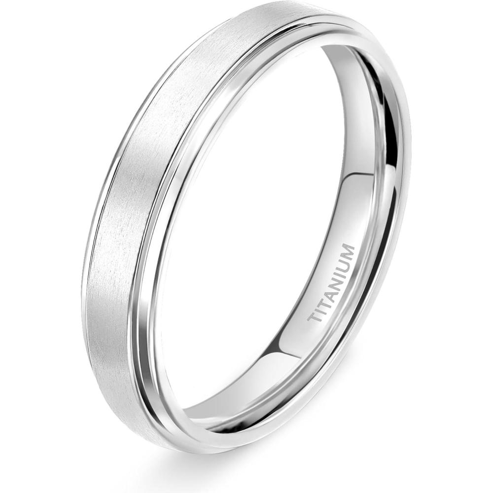 imageTIGRADE 4mm 6mm 8mm 10mm Titanium Rings BlackSilverGold Wedding Band Matte Comfort Fit for Men Women Size 315Silver4MM