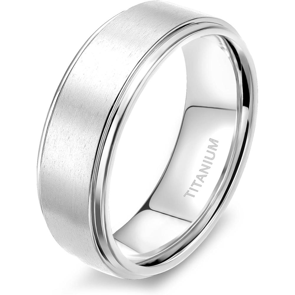 imageTIGRADE 4mm 6mm 8mm 10mm Titanium Rings BlackSilverGold Wedding Band Matte Comfort Fit for Men Women Size 315Silver8MM
