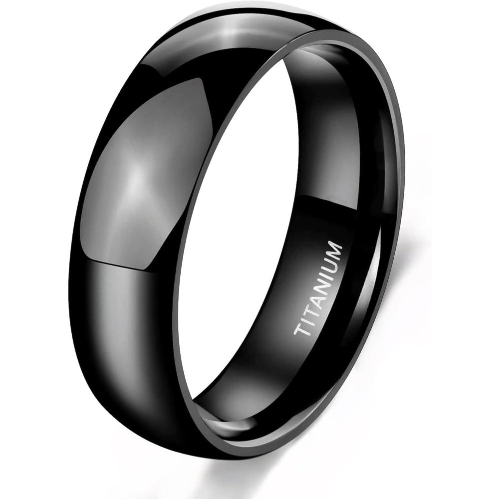 imageTIGRADE Black Titanium Ring 2mm 4mm 6mm 8mm Dome High Polished Wedding Band Size 31456mm