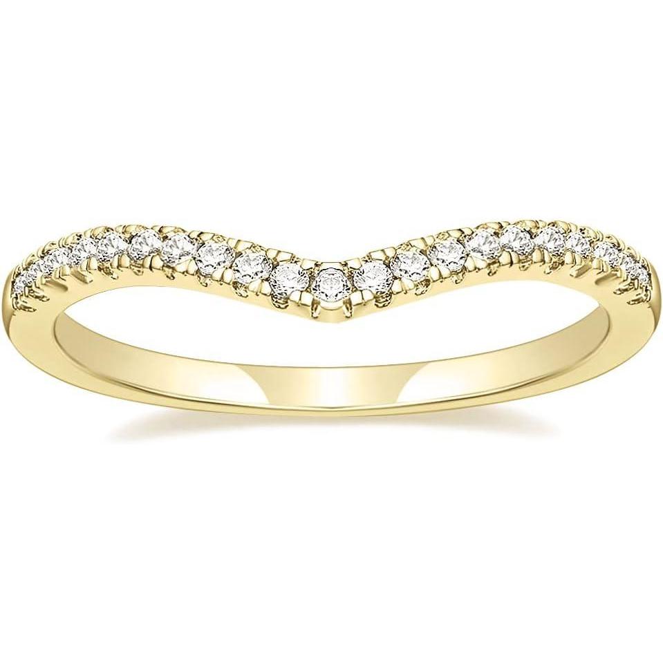 imageTIGRADE Cubic Zirconia Eternity Band V Shape CZ Stacking Engagement Ring for Women Size 3125Gold