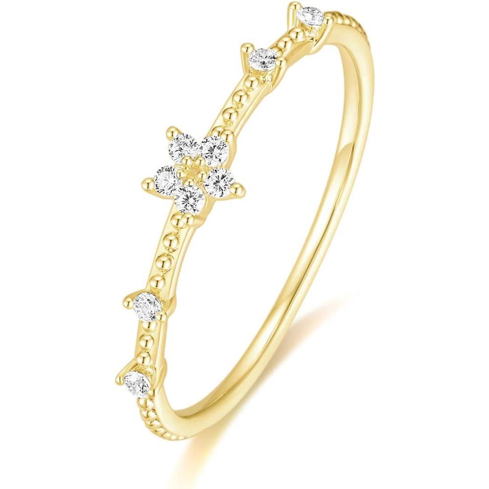 imageTIGRADE Engagement Ring for Women Cubic Zirconia CZ Eternity Promise Anniversary Wedding Band Size 411Gold12MM Stacking
