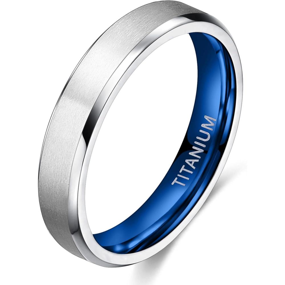 imageTIGRADE Titanium Rings 4MM 6MM 8MM 10MM Wedding Band in Comfort Fit Matte for Men Women Size 315blue 4mm
