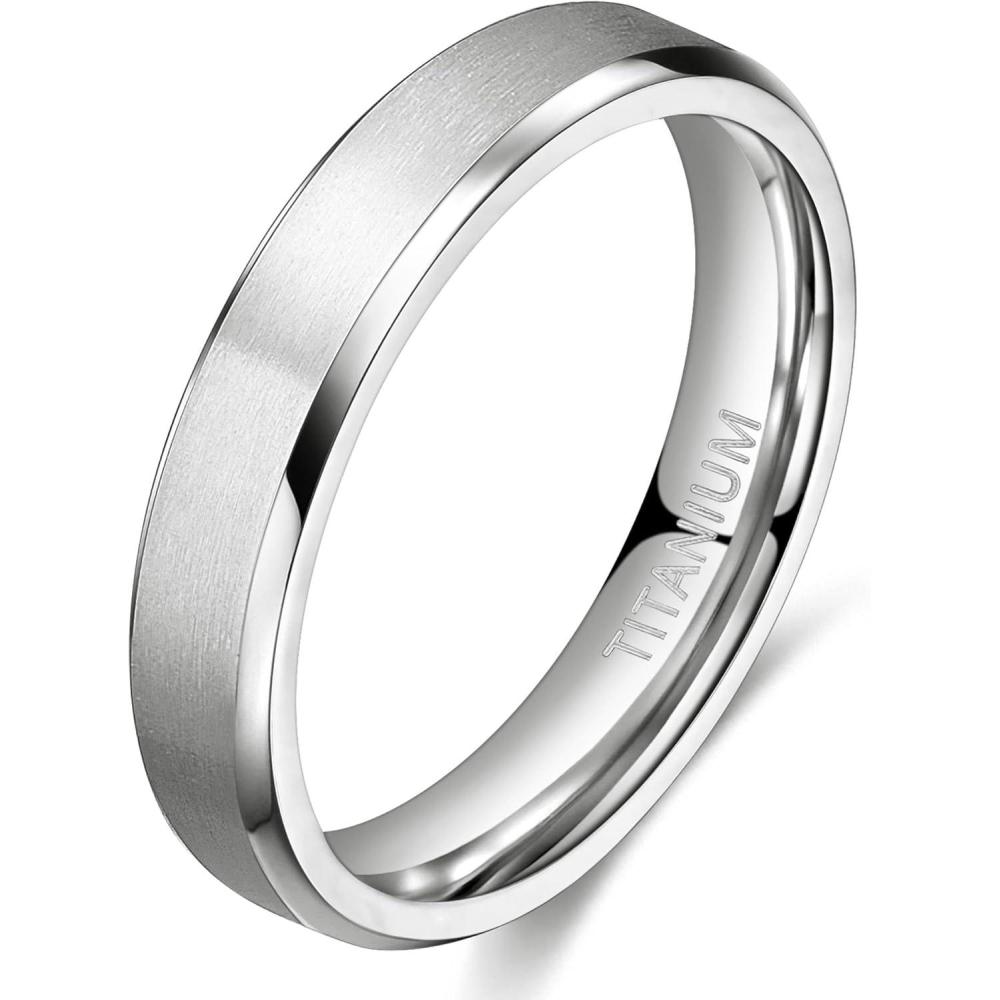 imageTIGRADE Titanium Rings 4MM 6MM 8MM 10MM Wedding Band in Comfort Fit Matte for Men Women Size 315silver 4mm