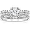 Silver-1CT Halo Round Set