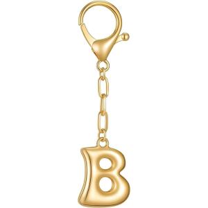 Gold Initial Letter Keychains for Women Alphabet Bag Charm for Handbags Keyring Accessories Gifts(Alphabet B)