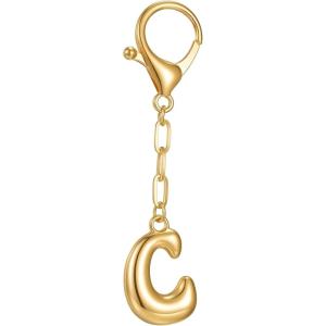 Gold Initial Letter Keychains for Women Alphabet Bag Charm for Handbags Keyring Accessories Gifts(Alphabet C)