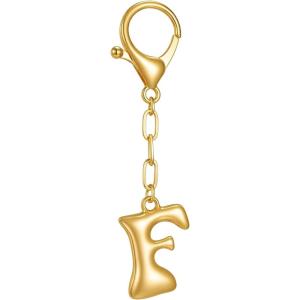 Gold Initial Letter Keychains for Women Alphabet Bag Charm for Handbags Keyring Accessories Gifts(Alphabet F)