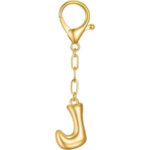 Gold Initial Letter Keychains for Women Alphabet Bag Charm for Handbags Keyring Accessories Gifts(Alphabet J)