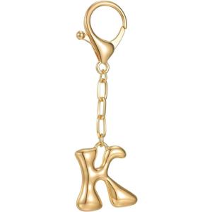 Gold Initial Letter Keychains for Women Alphabet Bag Charm for Handbags Keyring Accessories Gifts(Alphabet K)