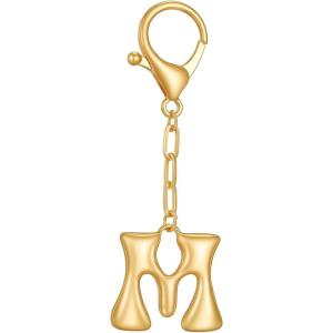 Gold Initial Letter Keychains for Women Alphabet Bag Charm for Handbags Keyring Accessories Gifts(Alphabet M)