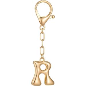 Gold Initial Letter Keychains for Women Alphabet Bag Charm for Handbags Keyring Accessories Gifts(Alphabet R)