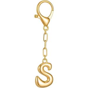 Gold Initial Letter Keychains for Women Alphabet Bag Charm for Handbags Keyring Accessories Gifts(Alphabet S)