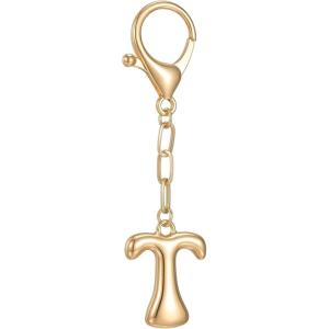 Gold Initial Letter Keychains for Women Alphabet Bag Charm for Handbags Keyring Accessories Gifts(Alphabet T)