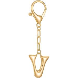 Gold Initial Letter Keychains for Women Alphabet Bag Charm for Handbags Keyring Accessories Gifts(Alphabet V)