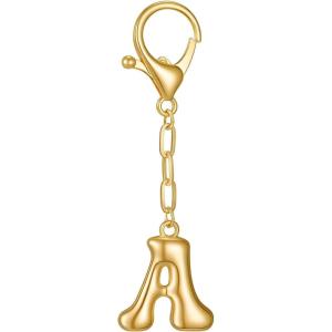 Gold Initial Letter Keychains for Women Alphabet Bag Charm for Handbags Keyring Accessories Gifts(Alphabet a)