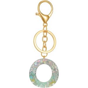 Gold Initial Letter Keychains for Women Lake Green Cute Bag Charm for Purse Handbags Keyring Accessories Gifts(Lake Green O)
