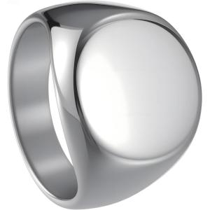 Mens Signet Rings Square Pinky Ring for Men Women Stainless Steel Plain Ring, Gift for Dad Friends(17mm Round Silver)