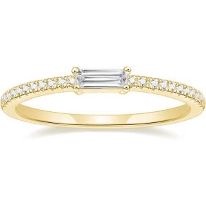 TIGRADE 1.5mm Eternity Ring Baguette Cubic Zirconia Anniversary Ring CZ Pave Wedding Band for Women Size 3-12(Gold)