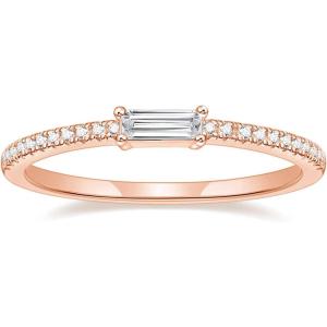 TIGRADE 1.5mm Eternity Ring Baguette Cubic Zirconia Anniversary Ring CZ Pave Wedding Band for Women Size 3-12(Rose Gold)
