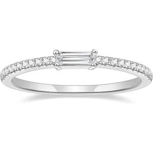 TIGRADE 1.5mm Eternity Ring Baguette Cubic Zirconia Anniversary Ring CZ Pave Wedding Band for Women Size 3-12(Silver)