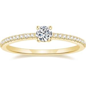 TIGRADE 1.5mm Women Eternity Ring Round Cubic Zirconia Anniversary Ring CZ Pave Promise Wedding Band Size 3-12(Gold)