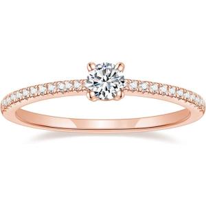 TIGRADE 1.5mm Women Eternity Ring Round Cubic Zirconia Anniversary Ring CZ Pave Promise Wedding Band Size 3-12(Rose Gold)