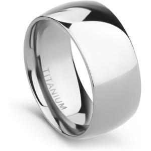 TIGRADE 2mm 4mm 6mm 8mm 10mm Titanium Ring Plain Dome High Polished Wedding Band Comfort Fit Size 3-15(Silver 10mm)