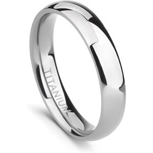 TIGRADE 2mm 4mm 6mm 8mm 10mm Titanium Ring Plain Dome High Polished Wedding Band Comfort Fit Size 3-15(Silver 4mm)