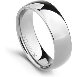 TIGRADE 2mm 4mm 6mm 8mm 10mm Titanium Ring Plain Dome High Polished Wedding Band Comfort Fit Size 3-15(Silver 6mm)