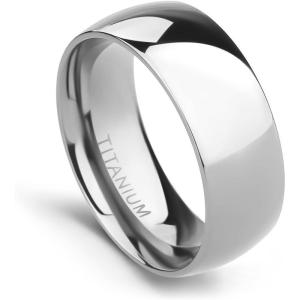TIGRADE 2mm 4mm 6mm 8mm 10mm Titanium Ring Plain Dome High Polished Wedding Band Comfort Fit Size 3-15(Silver 8mm)