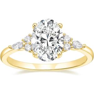 TIGRADE 3CT Engagement Ring Oval Cut Cubic Zirconia Marquise Round CZ Eternity Wedding Band for Women Size 3-12(Gold)