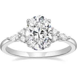 TIGRADE 3CT Engagement Ring Oval Cut Cubic Zirconia Marquise Round CZ Eternity Wedding Band for Women Size 3-12(Silver)