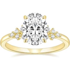 TIGRADE 3CT Engagement Ring Oval Cut Cubic Zirconia Promise Ring Round CZ Eternity Wedding Band for Women Size 3-12(Gold)